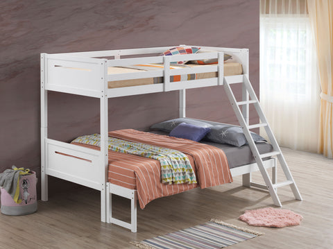 Carvell Wood Twin Over Full Bunk Bed WhiteWhite