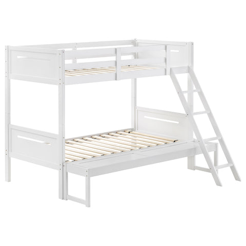 Carvell Wood Twin Over Full Bunk Bed WhiteWhite