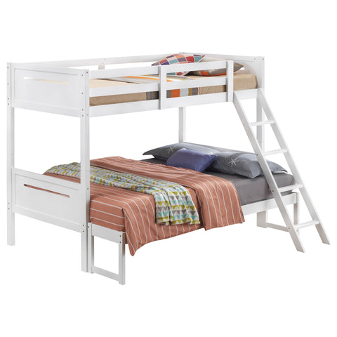 Carvell Wood Twin Over Full Bunk Bed WhiteWhite