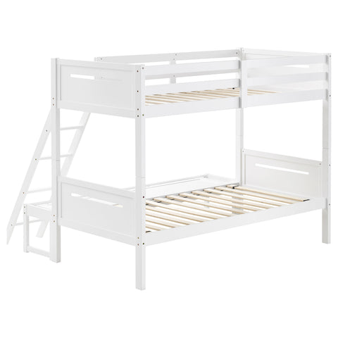 Carvell Wood Twin Over Full Bunk Bed WhiteWhite