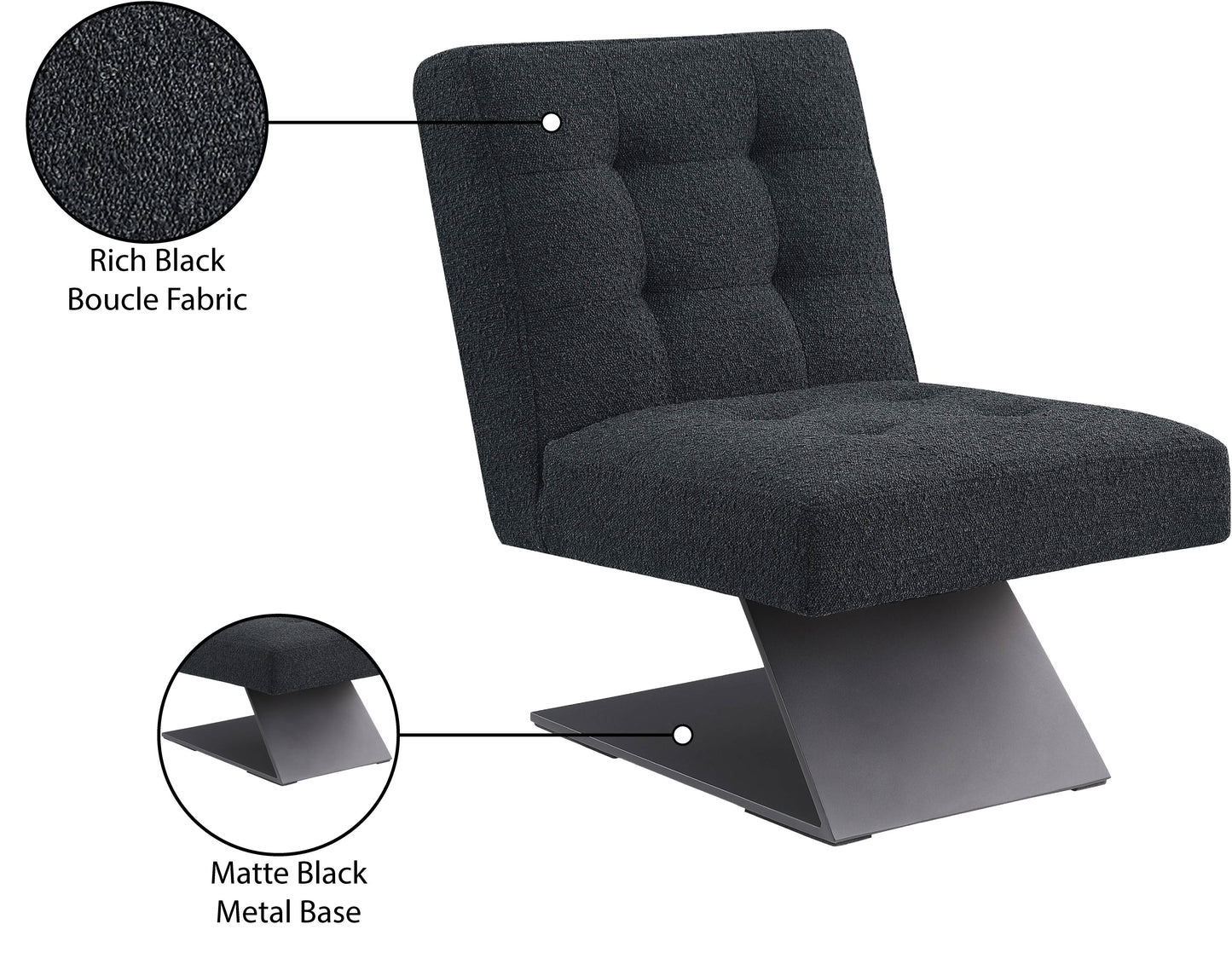 luxe black boucle fabric accent chair black