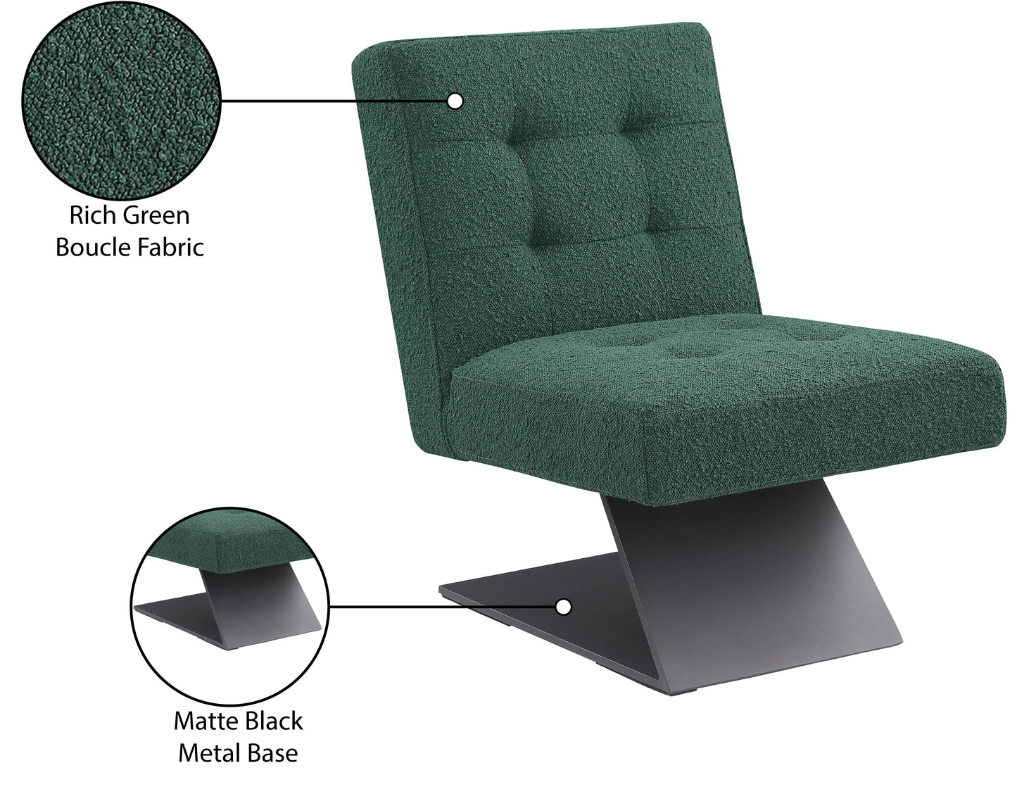 luxe green boucle fabric accent chair green