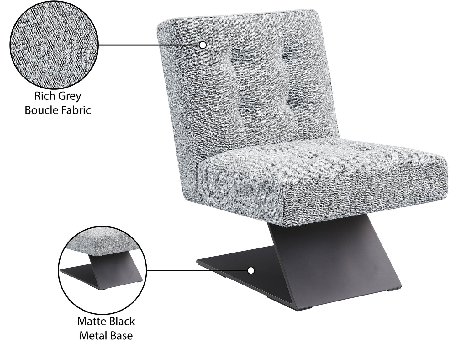 luxe grey boucle fabric accent chair grey