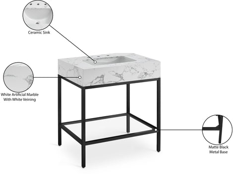 Kelly Black Engineered Marble Bathroom Vanity