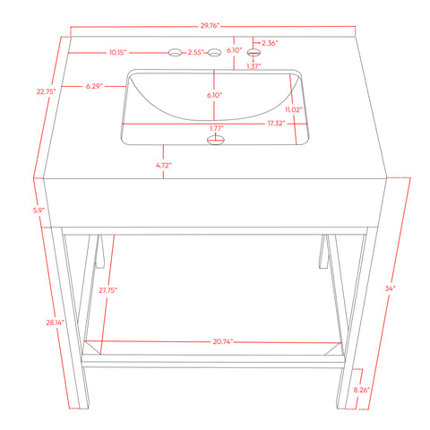 Giselle Black Engineered Marble Bathroom Vanity