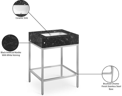 Kelly Black Engineered Marble Bathroom Vanity