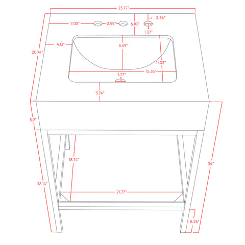 Kelly Black Engineered Marble Bathroom Vanity