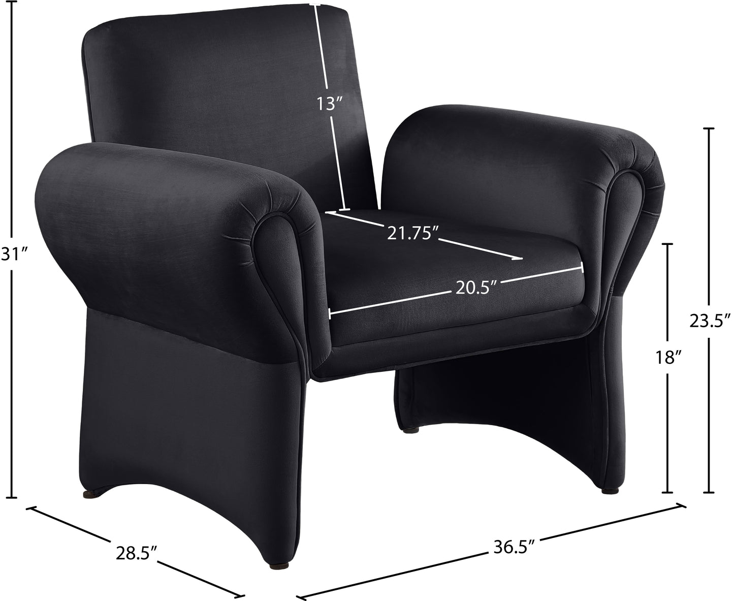 paris black velvet accent chair black