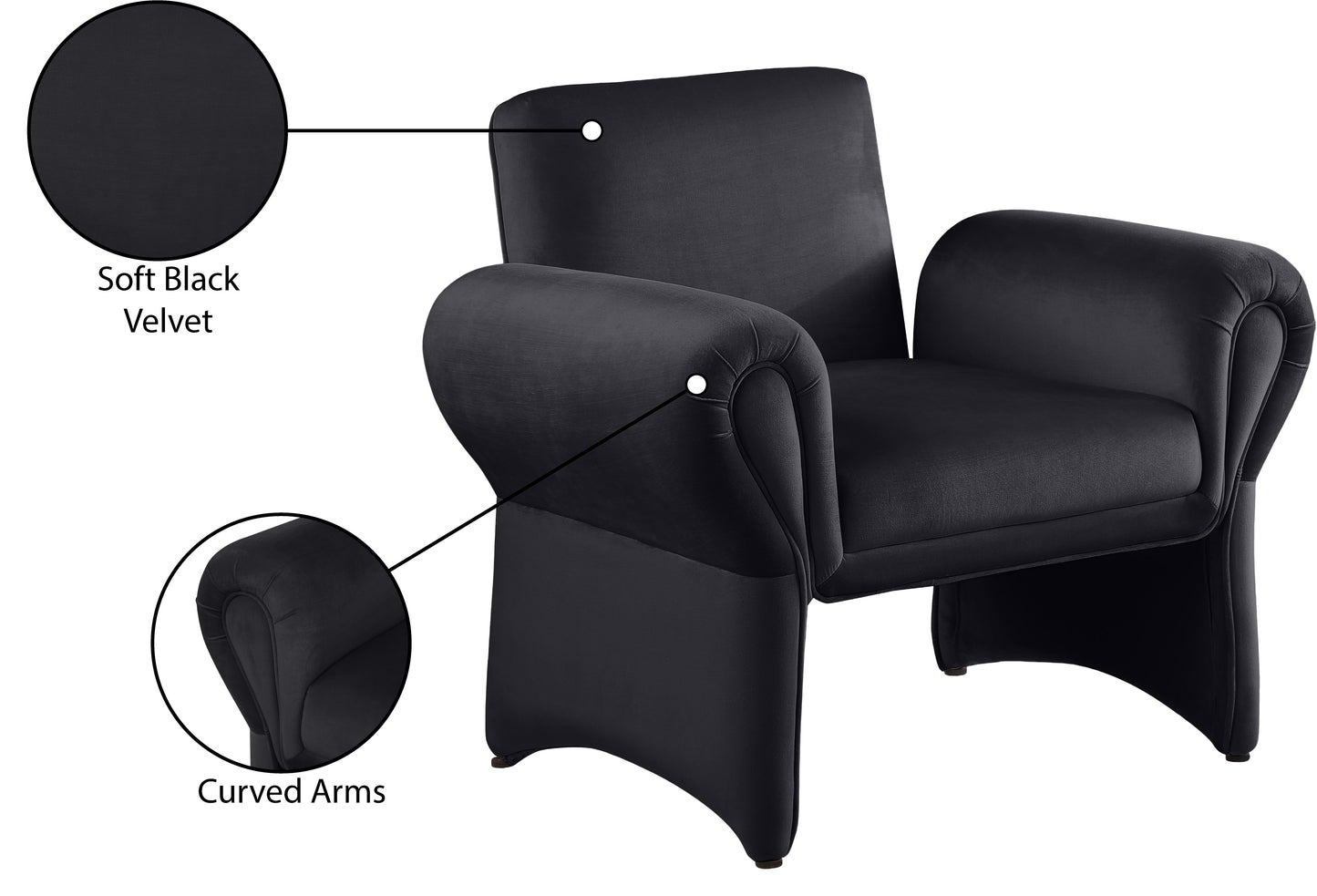 paris black velvet accent chair black