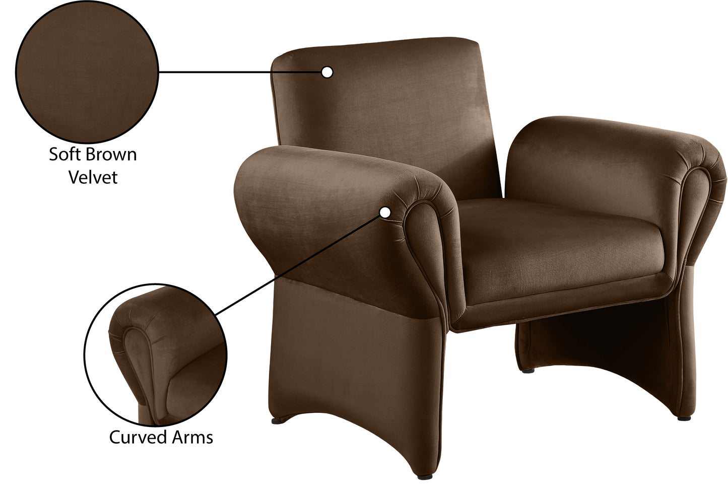 paris brown velvet accent chair brown