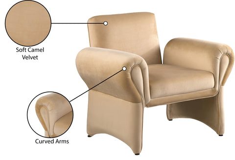 Paris Camel Velvet Accent Chair Camel