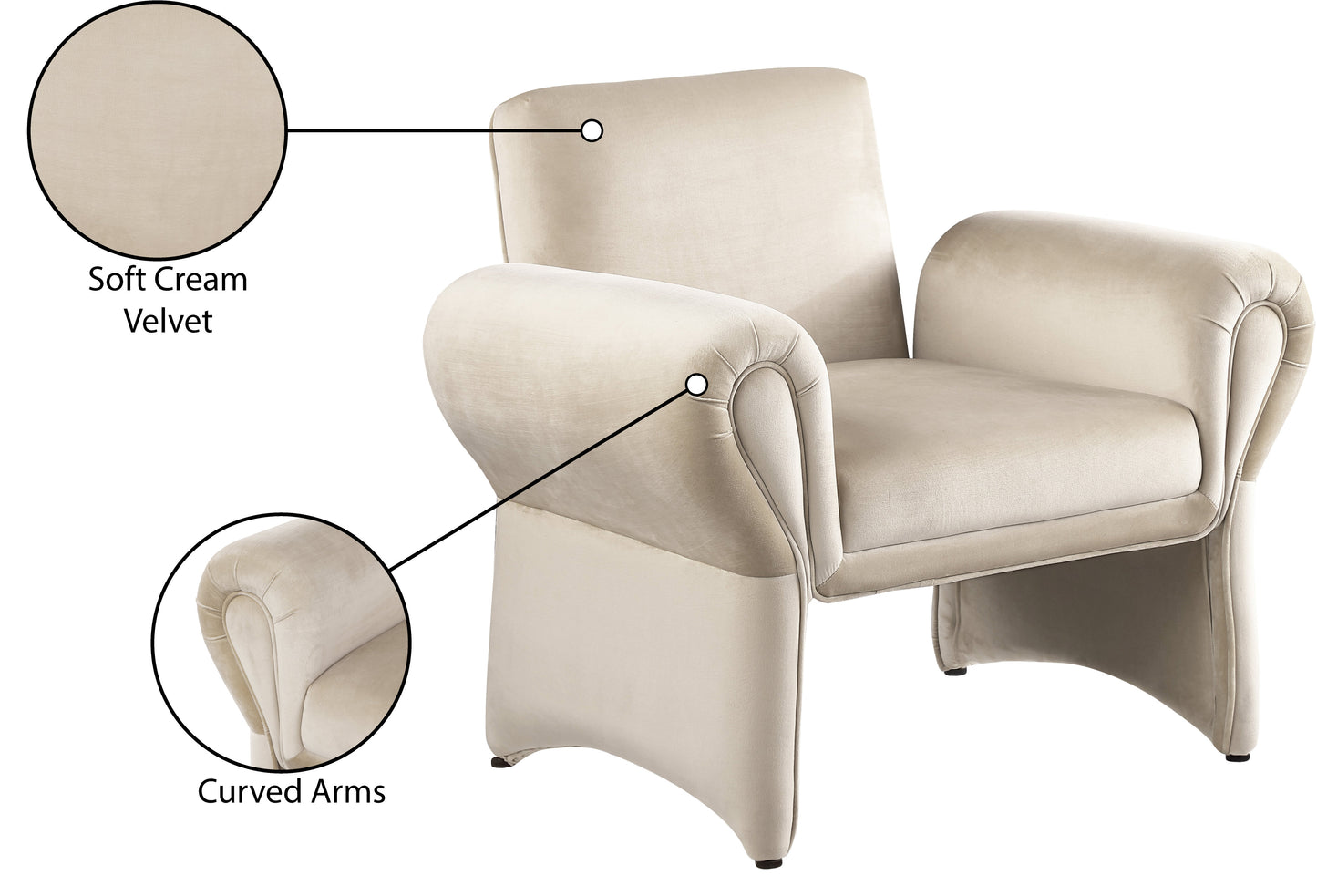 paris cream velvet accent chair cream