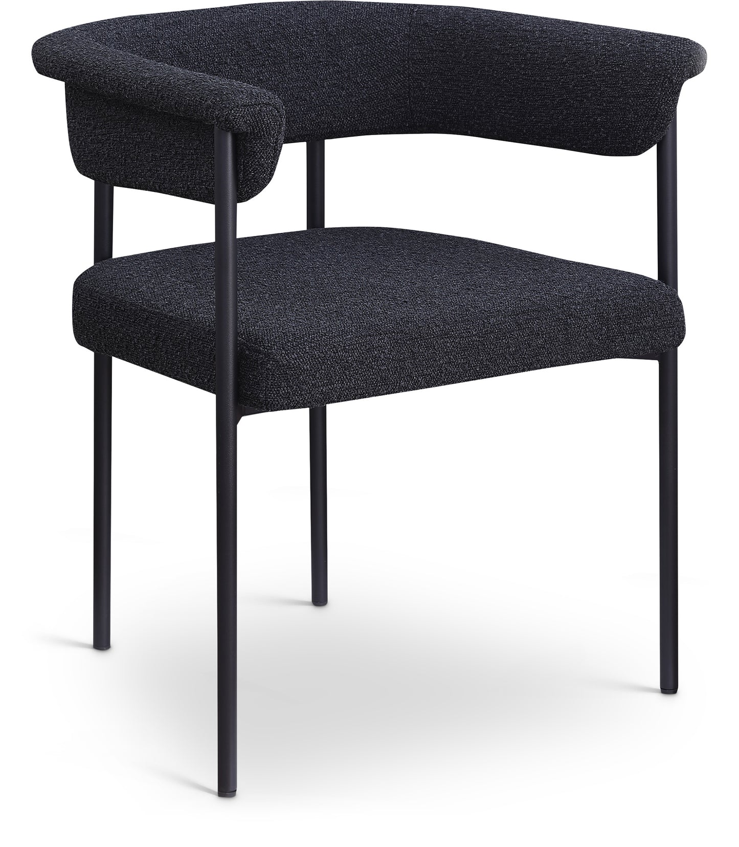 bellona black boucle fabric dining chair