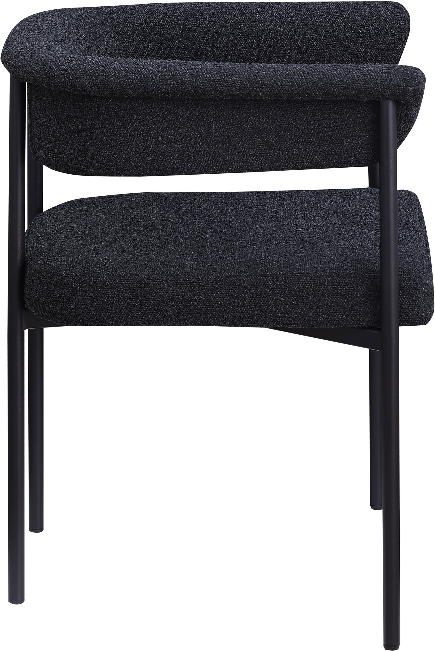 bellona black boucle fabric dining chair