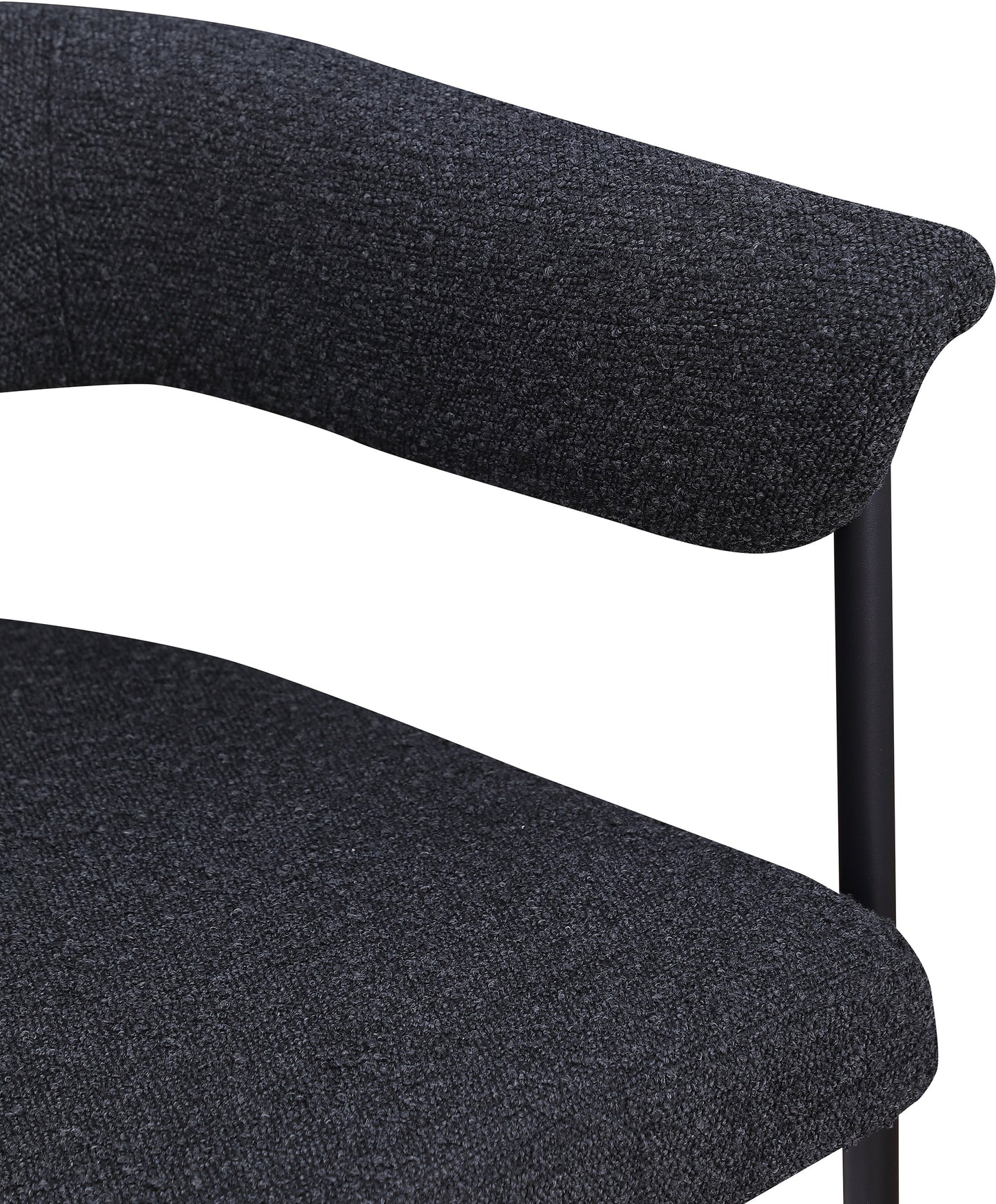 bellona black boucle fabric dining chair