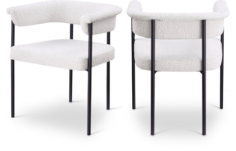 Noelle Cream Boucle Fabric Upholstered Dining Chair, 2-Piece