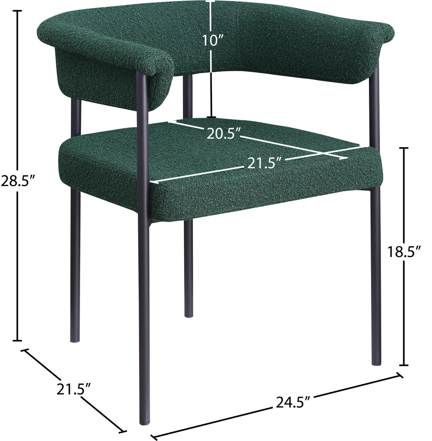 bellona green boucle fabric dining chair