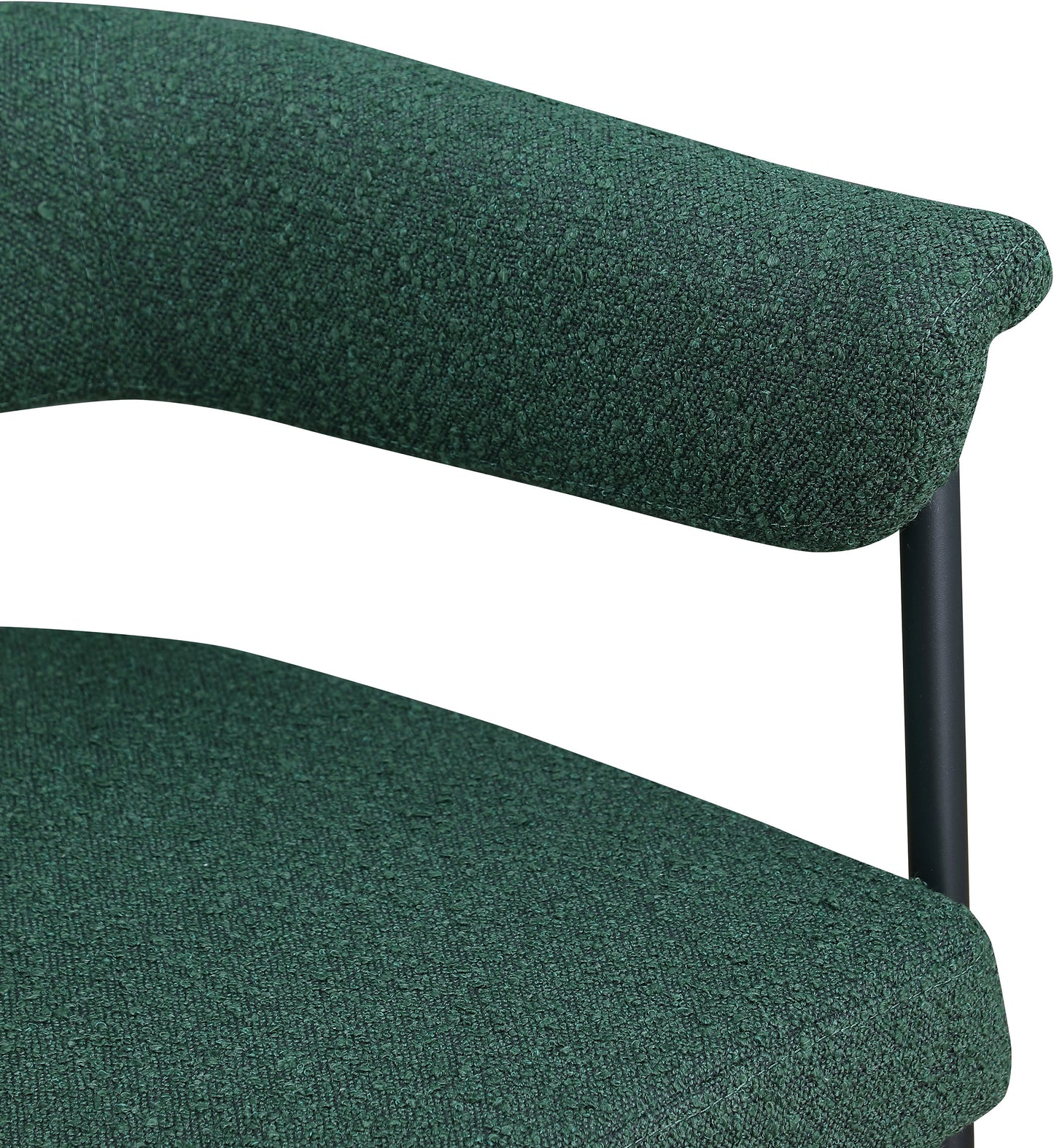 bellona green boucle fabric dining chair