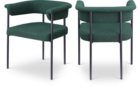 Noelle Green Boucle Fabric Upholstered Dining Chair, 2-Piece