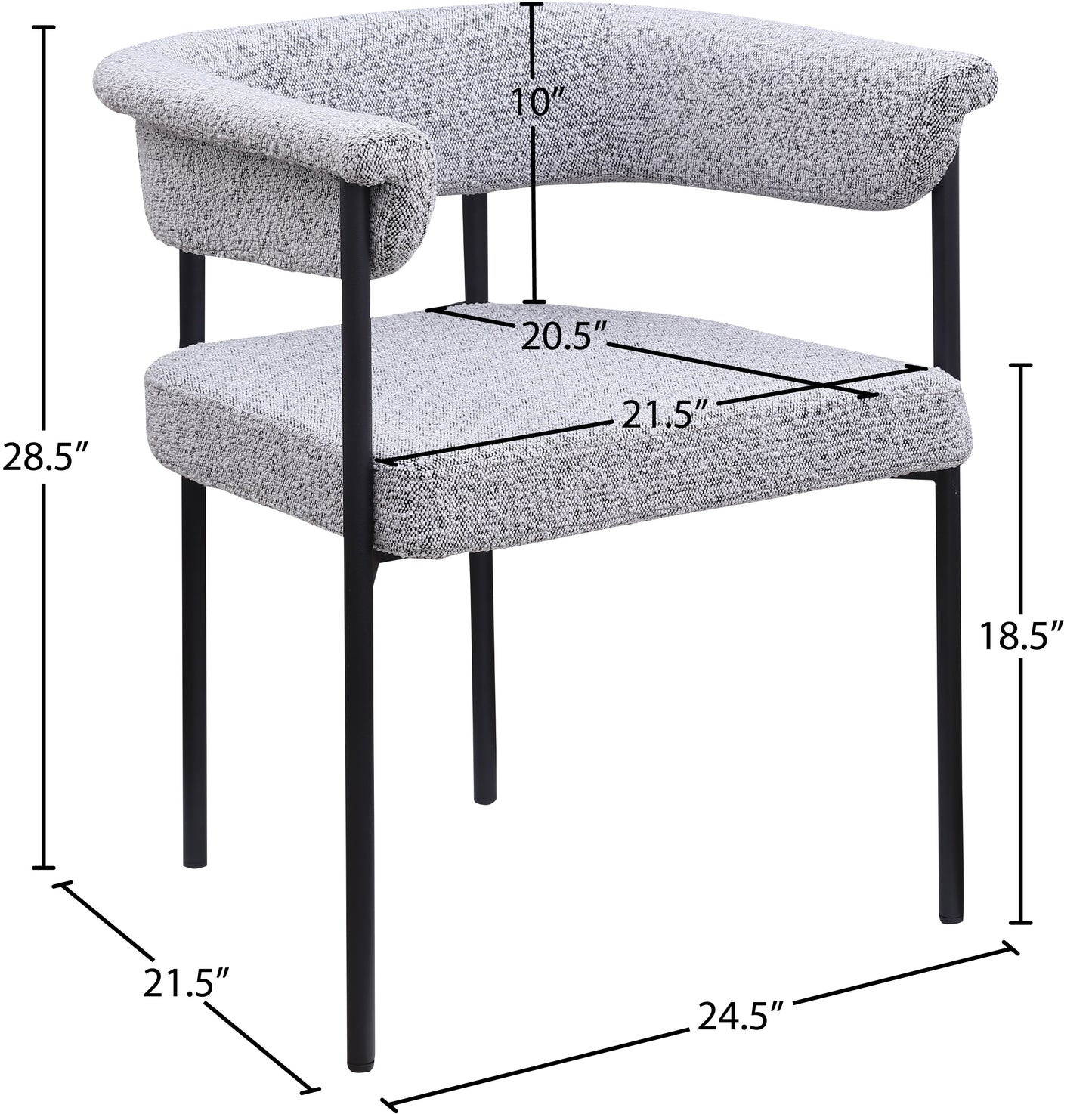 bellona grey boucle fabric dining chair