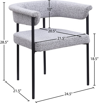 Bellona Grey Boucle Fabric Dining Chair