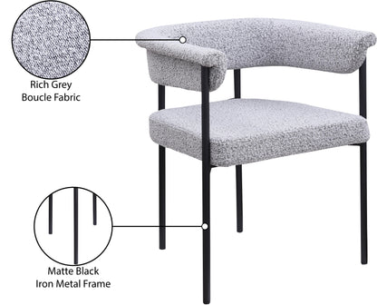 Bellona Grey Boucle Fabric Dining Chair