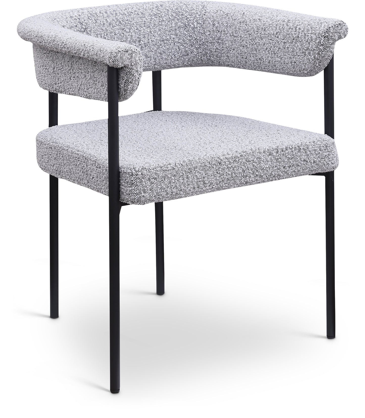 bellona grey boucle fabric dining chair