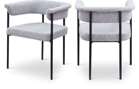 Noelle Grey Boucle Fabric Upholstered Dining Chair, 2-Piece