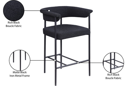 Bellona Black Boucle Fabric Counter Stool