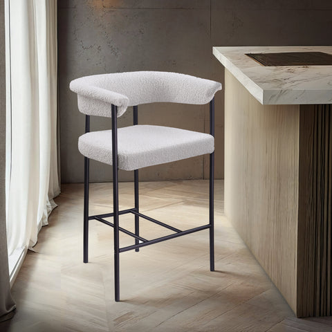 Bellona Cream Boucle Fabric Counter Stool