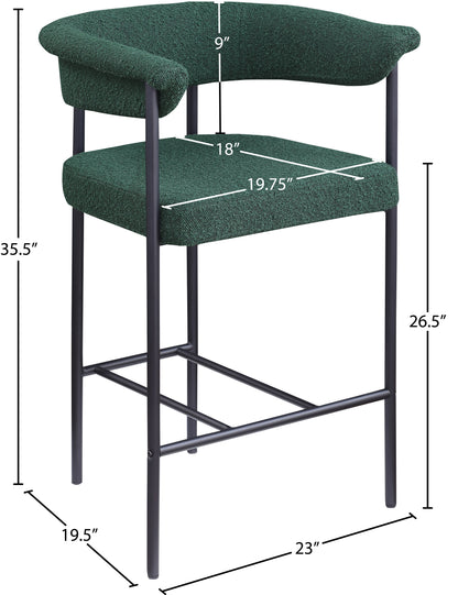 Bellona Green Boucle Fabric Counter Stool