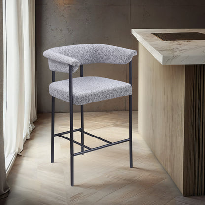 Bellona Grey Boucle Fabric Counter Stool