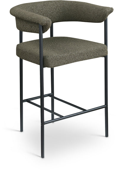 Bellona Olive Boucle Fabric Counter Stool