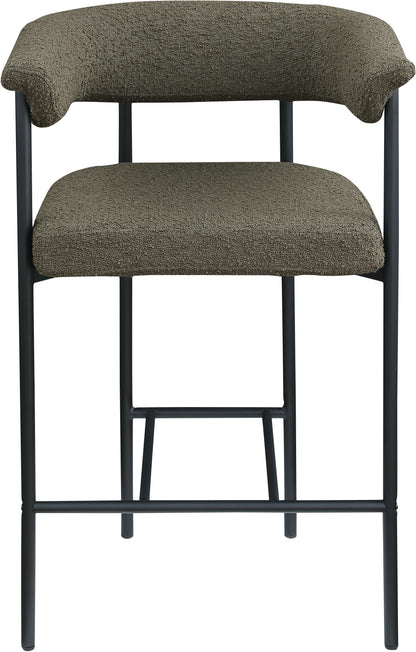 Bellona Olive Boucle Fabric Counter Stool