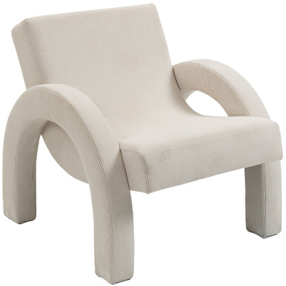 Cyrus Cream Corduroy Fabric Accent Chair Cream