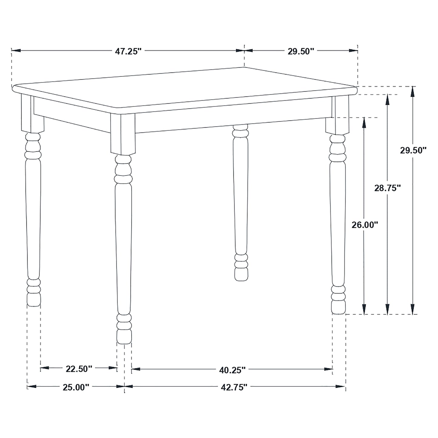 cyrus rectangular 47-inch solid wood dining table white