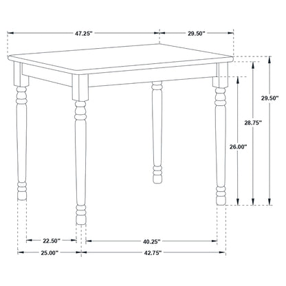 Cyrus Rectangular 47-inch Solid Wood Dining Table White