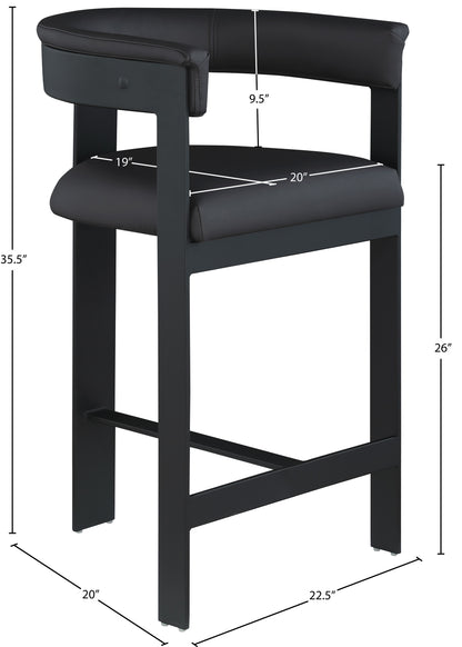 Bubble Black Vegan Leather Counter Stool