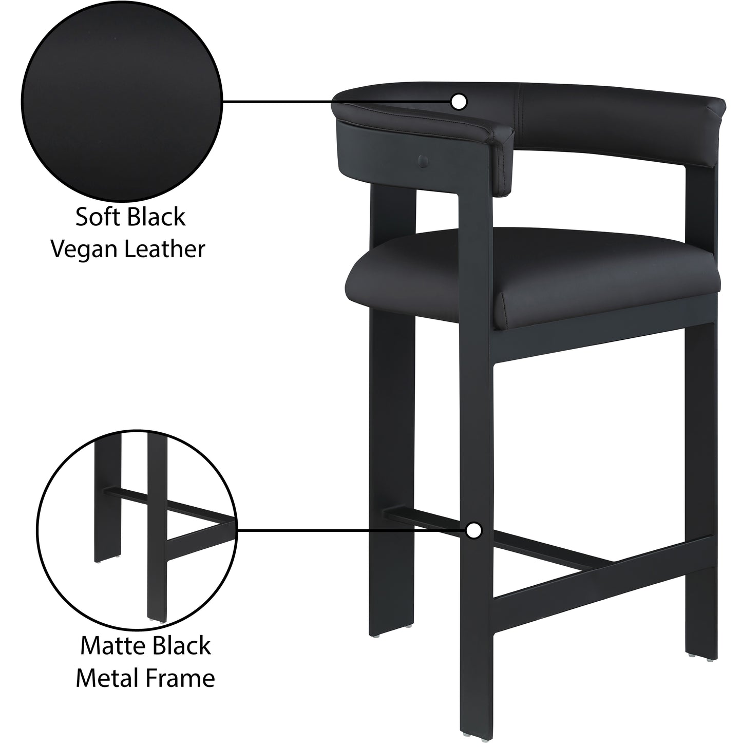 bubble black vegan leather counter stool