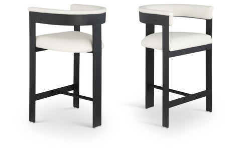 Nova Cream Vegan Leather Upholstered Counter Stool, 2-Piece