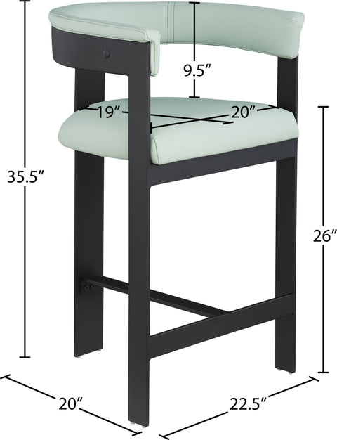 Nova Mint Green Vegan Leather Upholstered Counter Stool, 2-Piece