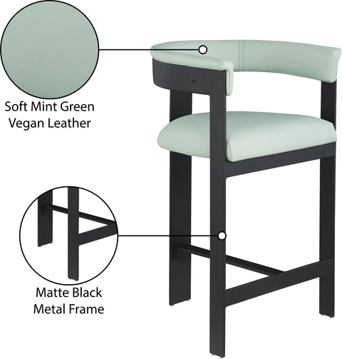 Nova Mint Green Vegan Leather Upholstered Counter Stool, 2-Piece