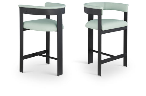 Nova Mint Green Vegan Leather Upholstered Counter Stool, 2-Piece