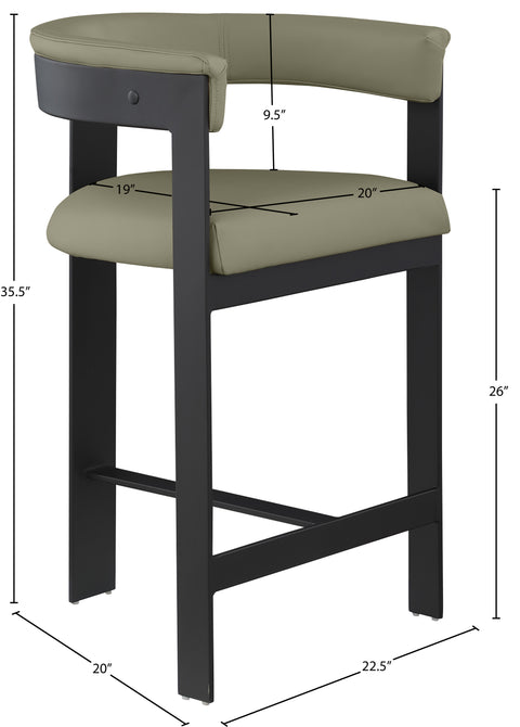 Nova Olive Green Vegan Leather Upholstered Counter Stool, 2-Piece