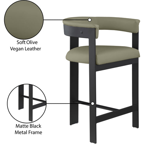Nova Olive Green Vegan Leather Upholstered Counter Stool, 2-Piece