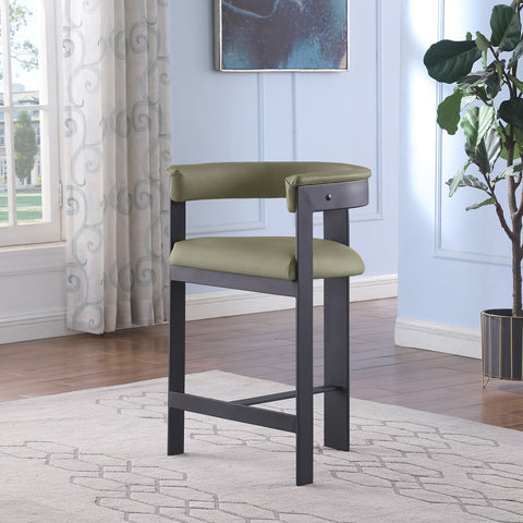 Nova Olive Green Vegan Leather Upholstered Counter Stool, 2-Piece