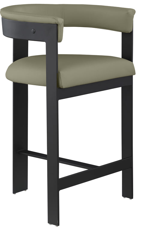 Nova Olive Green Vegan Leather Upholstered Counter Stool, 2-Piece