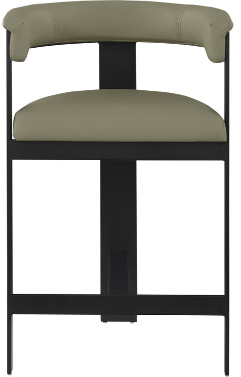 Nova Olive Green Vegan Leather Upholstered Counter Stool, 2-Piece