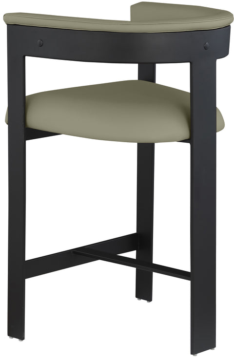 Nova Olive Green Vegan Leather Upholstered Counter Stool, 2-Piece