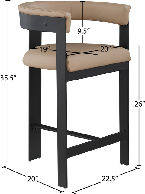 Nova Tan Vegan Leather Upholstered Counter Stool, 2-Piece